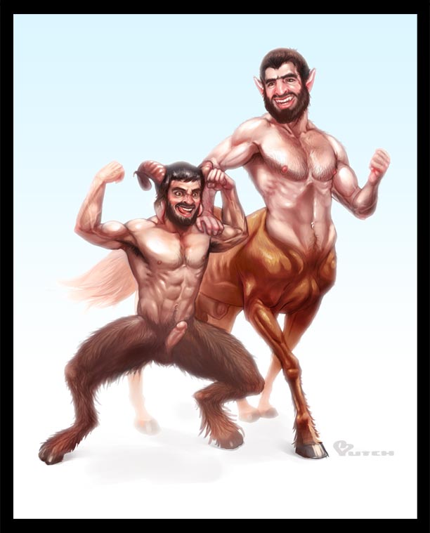 "Centaur & Satyr" - Fantasy Portrait Commissioned by Anonymous